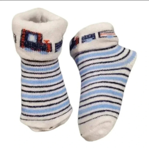 Baby Boy Gift Set Blue Plane Bib, Mittens, Socks Gift Set With Organza Bag - Picture 5 of 6